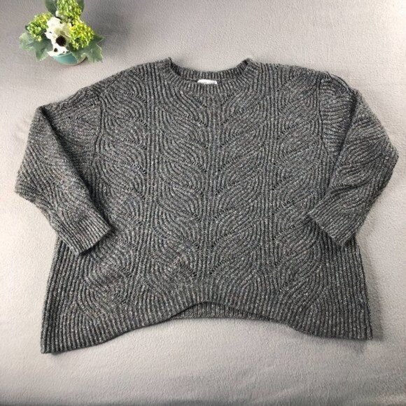 Retrology Womens 2X Gray Chunky Knit Crew Neck Shimmer Sweater, Classic, Spring - Picture 1 of 10